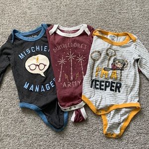 Harry Potter Baby Longsleeve Onesie Bundle of Three